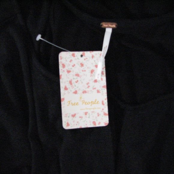 Free People Black Dress Boho OB418439 Tie Front Size Medium NEW - Picture 5 of 6